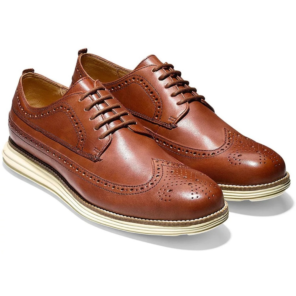 COLE HAAN NWOB Men's Original Grand Long Wing Oxford Leather Shoes Brown Size 10